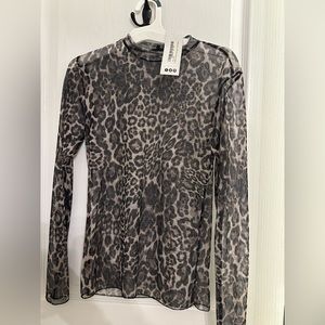Sheer leopard long sleeve size 8 brand new with tags